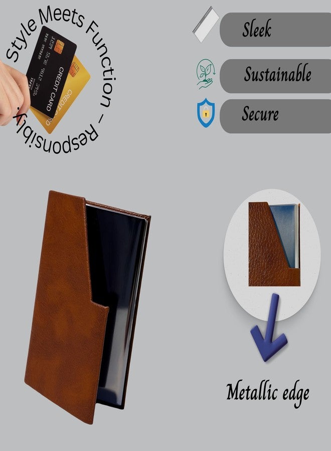 ZAFCO Vegan Leather Credit/Debit Card Holder for Men & Women with Metallic Edge | Slim V-Shaped Cutout Card Case | Compact, Stylish & Durable Wallet for Business, Travel & Office Use Brown - 1 Piece - Image 5